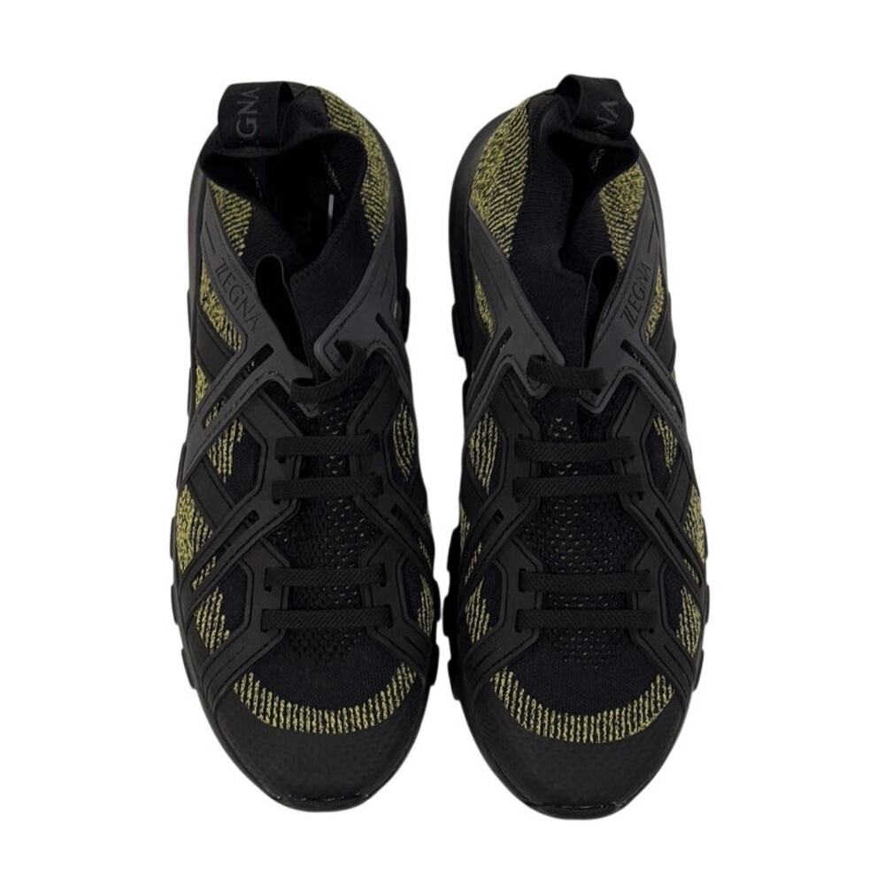 *DS14 Z ZEGNA Men's Techmerino Sneakers Black/Yellow Size 10